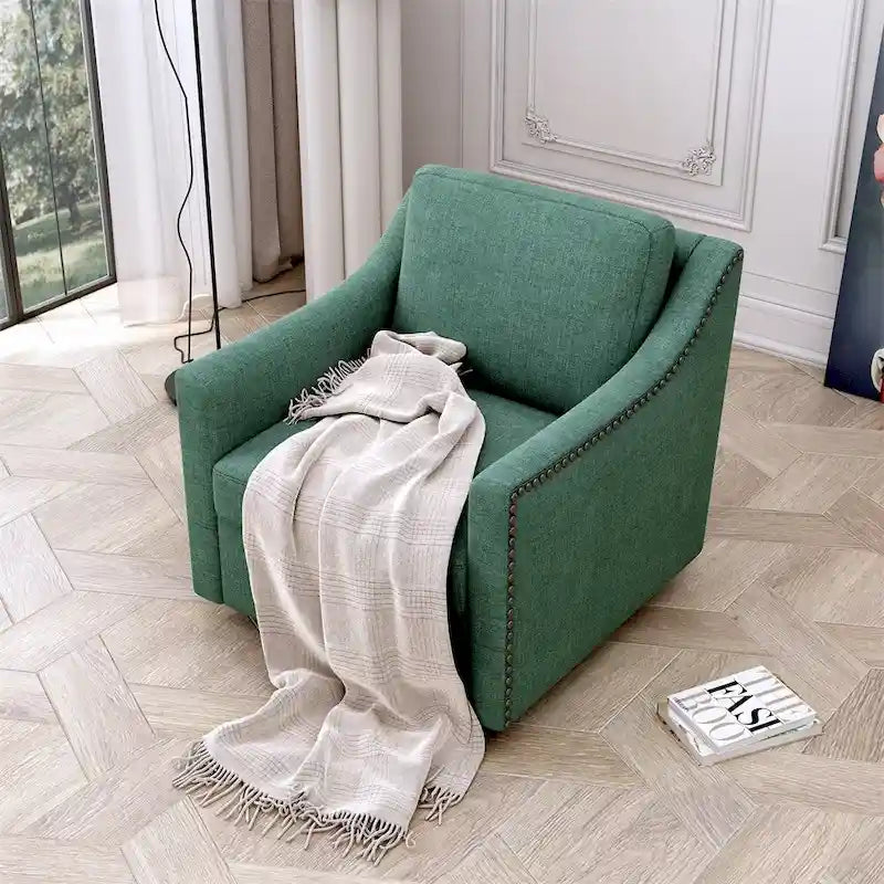 Fauteuil pivotant ergonomique moderne en lin mélangé et velours doux