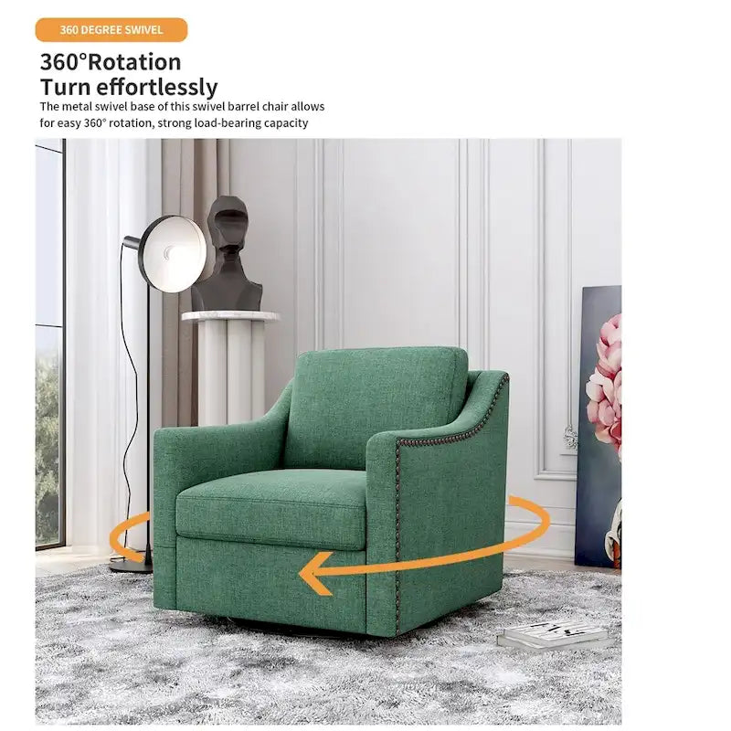 Fauteuil pivotant ergonomique moderne en lin mélangé et velours doux