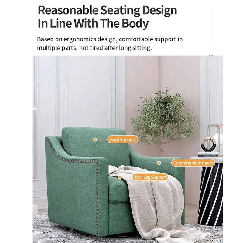 Fauteuil pivotant ergonomique moderne en lin mélangé et velours doux