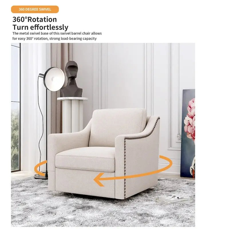 Fauteuil pivotant ergonomique moderne en lin mélangé et velours doux