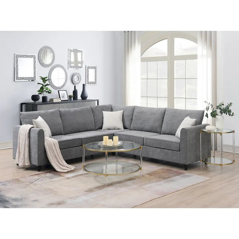Canapé d'angle moderne rembourré 91*91 pour salon, canapé en forme de L avec 3 coussins