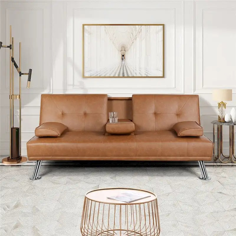 Canapé-lit futon moderne Yaheetech en similicuir, inclinable et moderne.