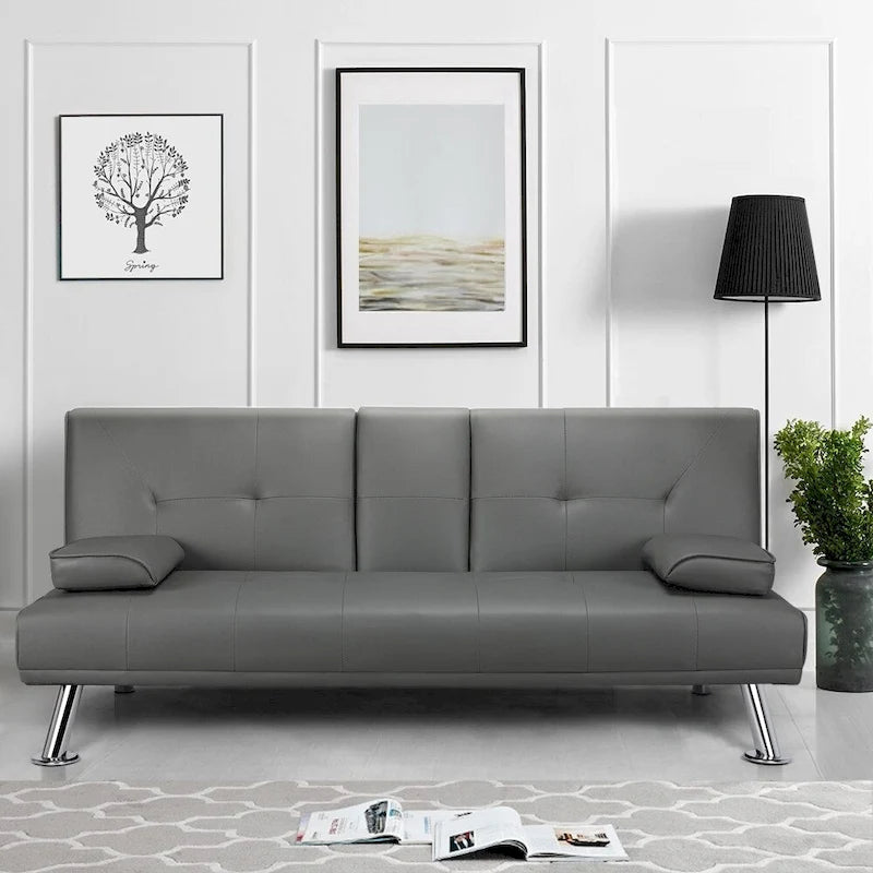 Canapé-lit futon moderne Yaheetech en similicuir, inclinable et moderne.