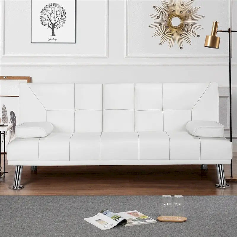 Canapé-lit futon moderne Yaheetech en similicuir, inclinable et moderne.