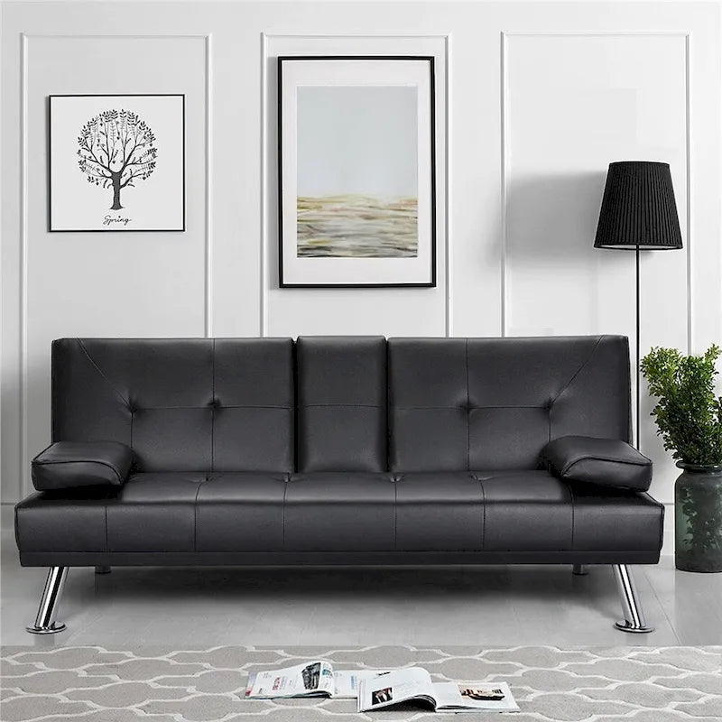Yaheetech Modern Recliner Couch Faux Leather Futon Sofa Bed