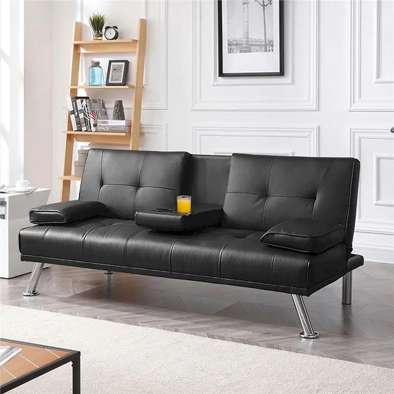 Canapé-lit futon moderne Yaheetech en similicuir, inclinable et moderne.