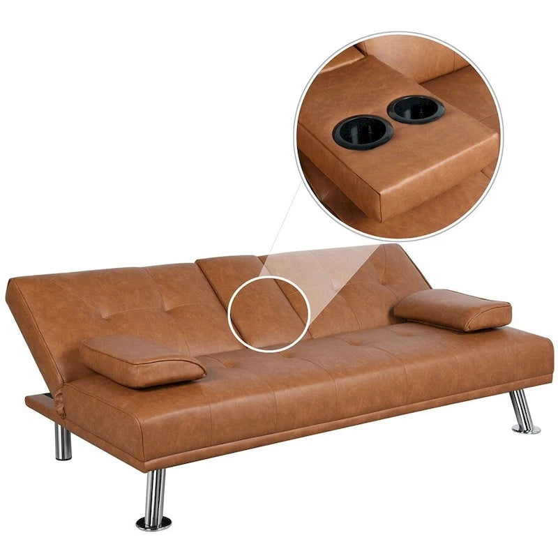 Canapé-lit futon moderne Yaheetech en similicuir, inclinable et moderne.