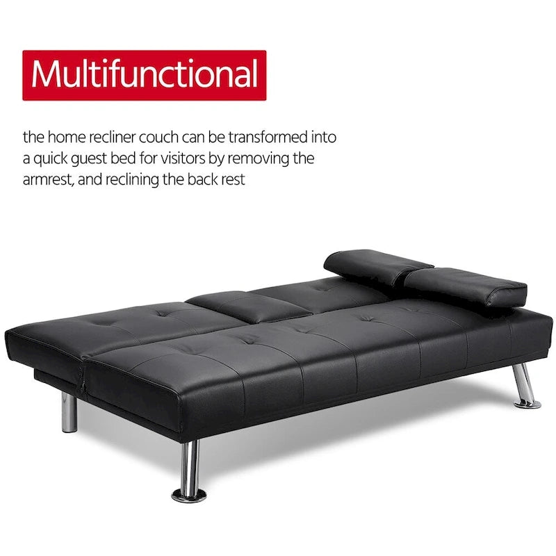 Canapé-lit futon moderne Yaheetech en similicuir, inclinable et moderne.