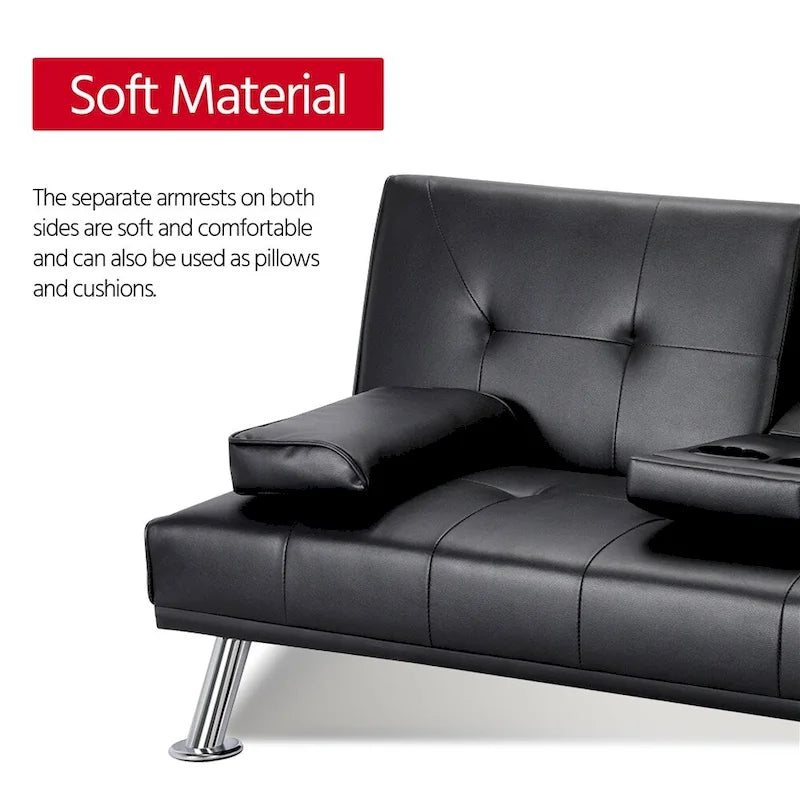 Canapé-lit futon moderne Yaheetech en similicuir, inclinable et moderne.