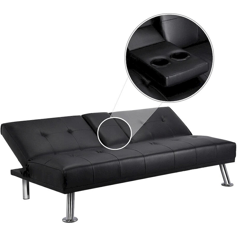 Canapé-lit futon moderne Yaheetech en similicuir, inclinable et moderne.