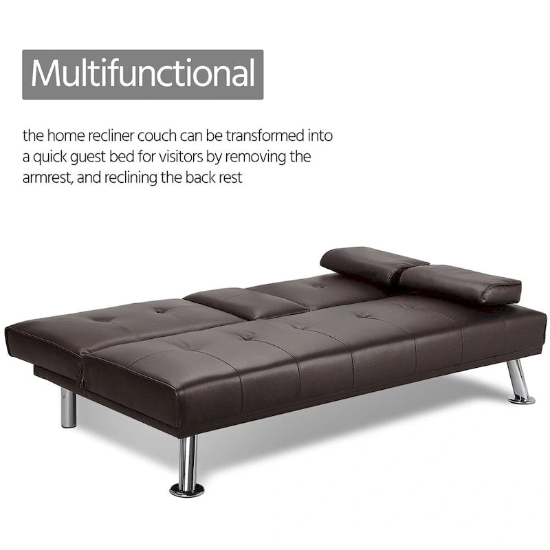 Canapé-lit futon moderne Yaheetech en similicuir, inclinable et moderne.