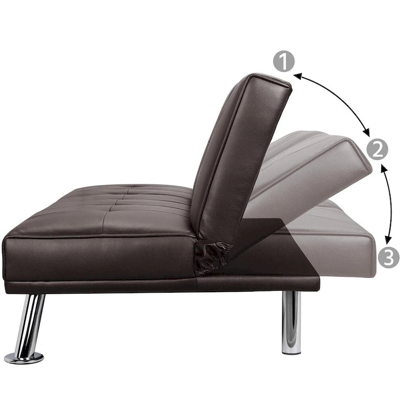 Canapé-lit futon moderne Yaheetech en similicuir, inclinable et moderne.