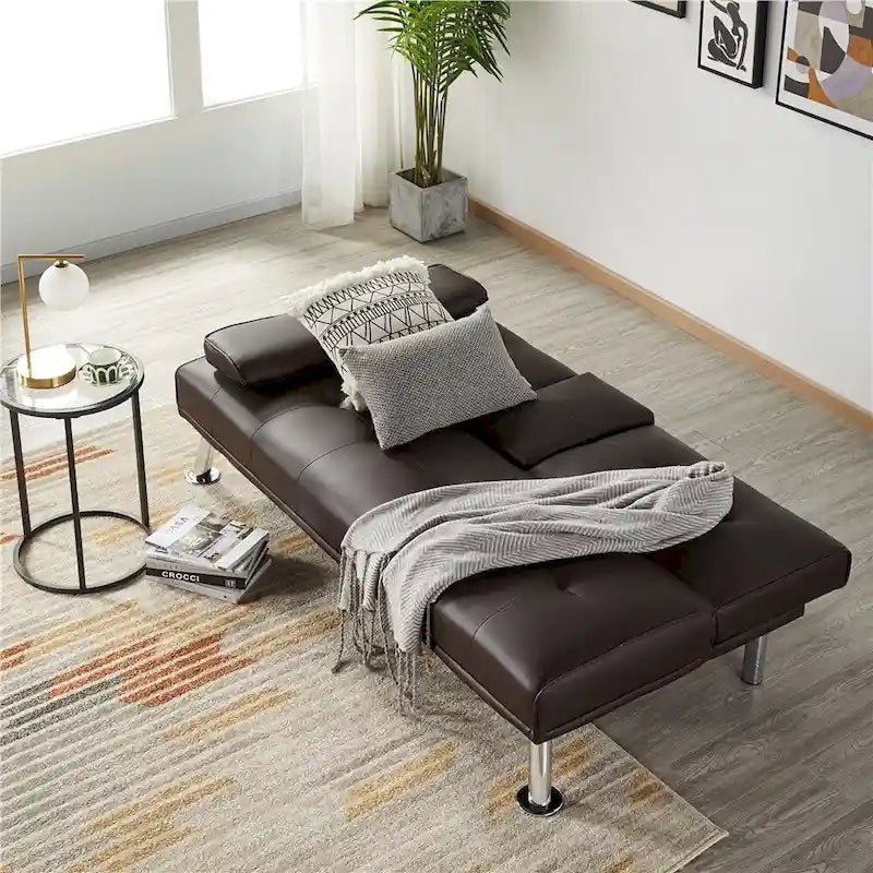Canapé-lit futon moderne Yaheetech en similicuir, inclinable et moderne.