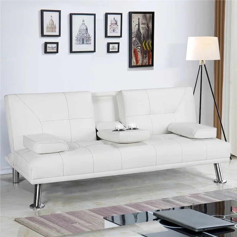 Canapé-lit futon moderne Yaheetech en similicuir, inclinable et moderne.