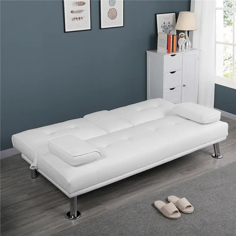 Canapé-lit futon moderne Yaheetech en similicuir, inclinable et moderne.