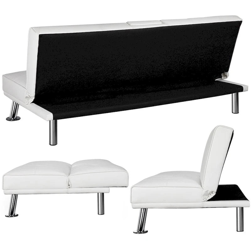Canapé-lit futon moderne Yaheetech en similicuir, inclinable et moderne.