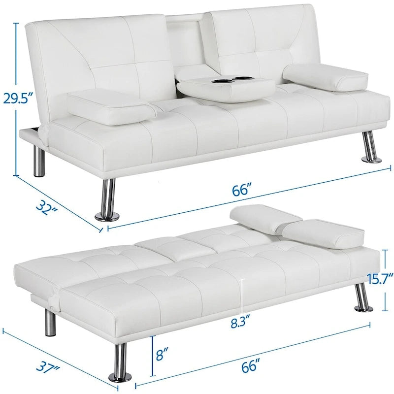 Canapé-lit futon moderne Yaheetech en similicuir, inclinable et moderne.