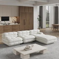 Canapé d'angle moderne en velours peluche, canapé modulable minimaliste en forme de L