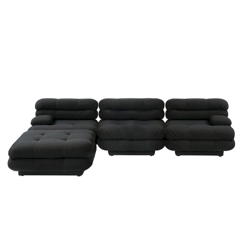 Canapé d'angle moderne en velours peluche, canapé modulable minimaliste en forme de L