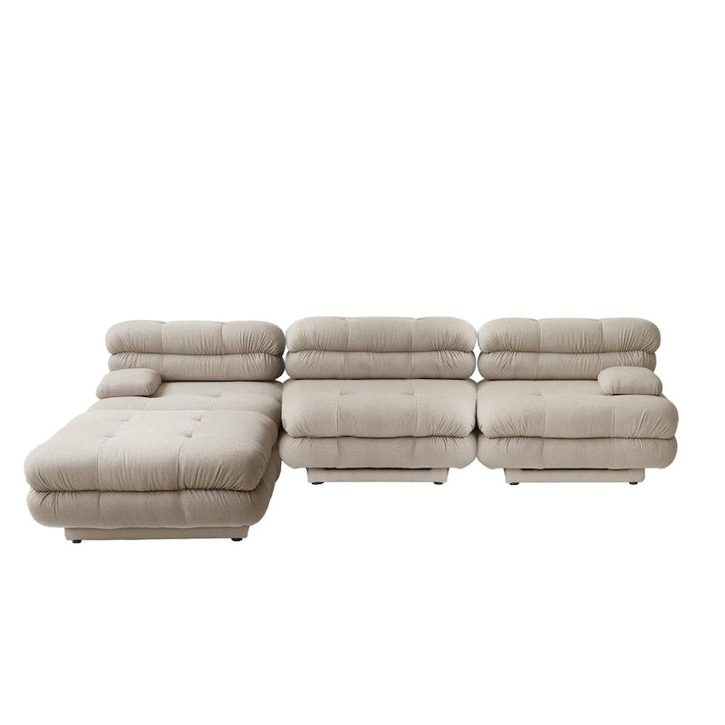 Canapé d'angle moderne en velours peluche, canapé modulable minimaliste en forme de L