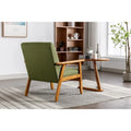 Fauteuil de détente avec accoudoirs et pieds en bois massif, idéal pour le salon, la chambre ou un studio.