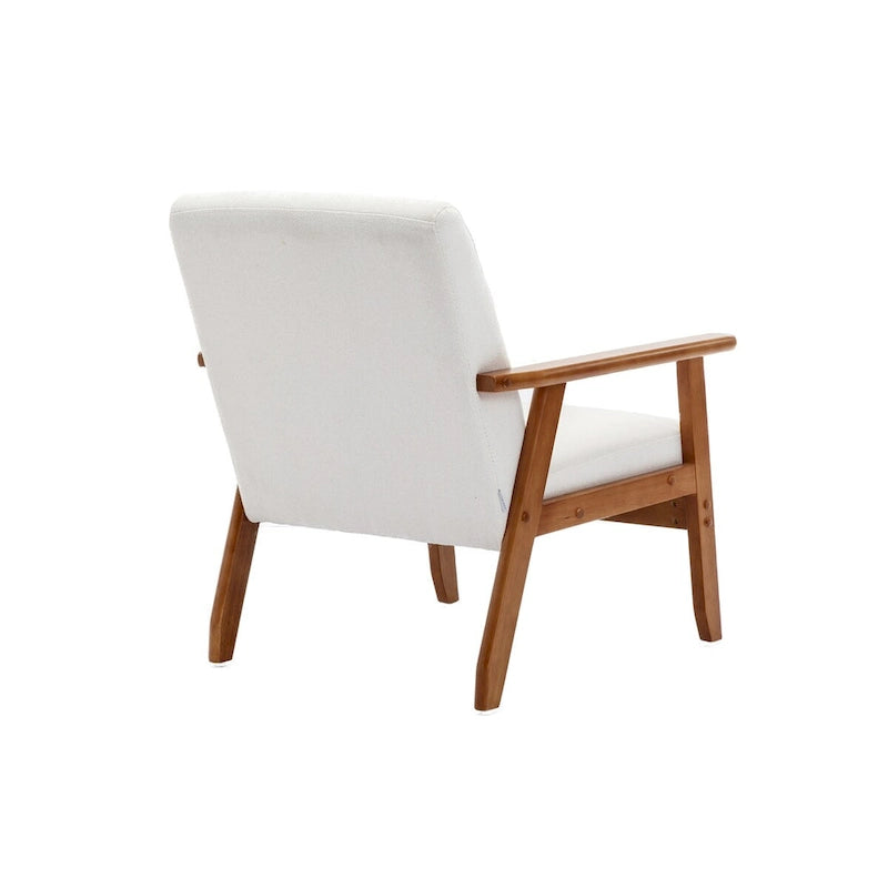Fauteuil de détente avec accoudoirs et pieds en bois massif, idéal pour le salon, la chambre ou un studio.