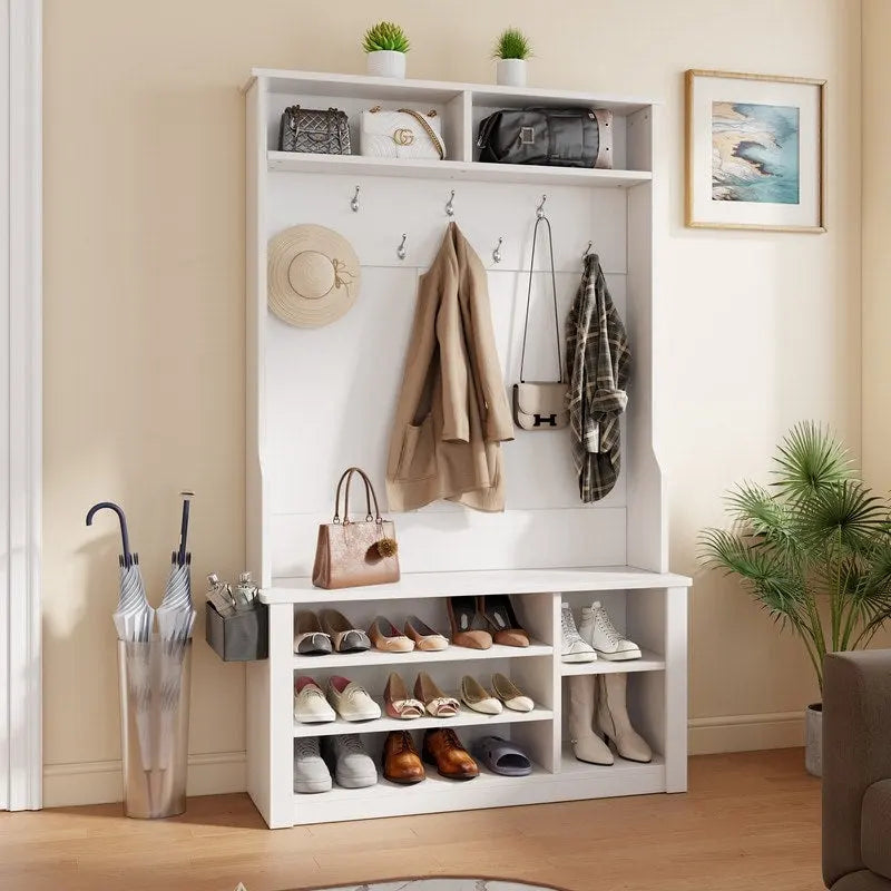 Porte-manteau 39,37 po, banc d'entrée 3 en 1 avec porte-manteau et rangement à chaussures