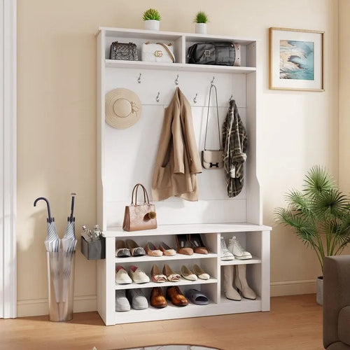 Porte-manteau 39,37 po, banc d'entrée 3 en 1 avec porte-manteau et rangement à chaussures