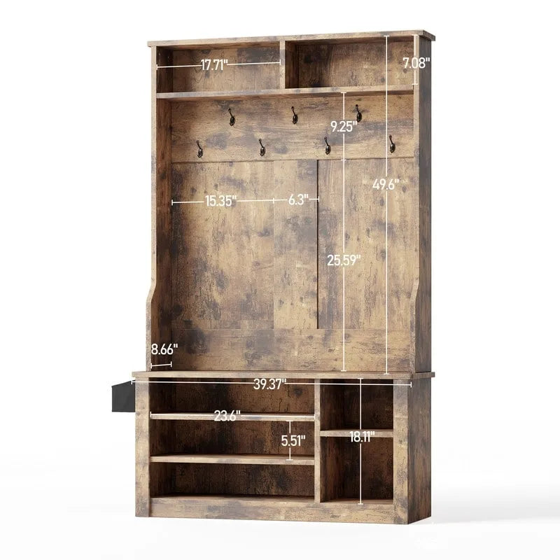 Porte-manteau 39,37 po, banc d'entrée 3 en 1 avec porte-manteau et rangement à chaussures
