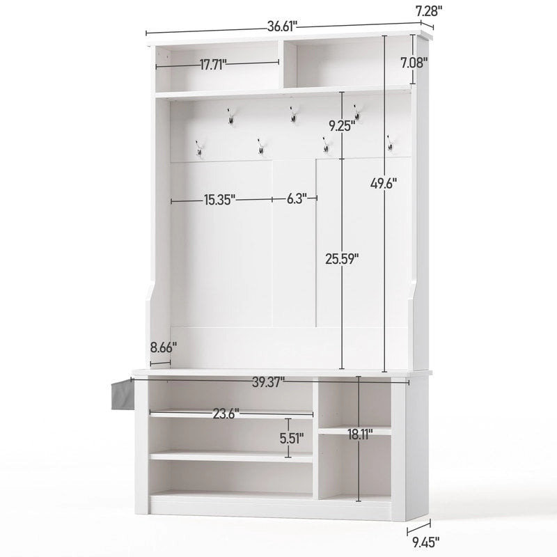 Porte-manteau 39,37 po, banc d'entrée 3 en 1 avec porte-manteau et rangement à chaussures