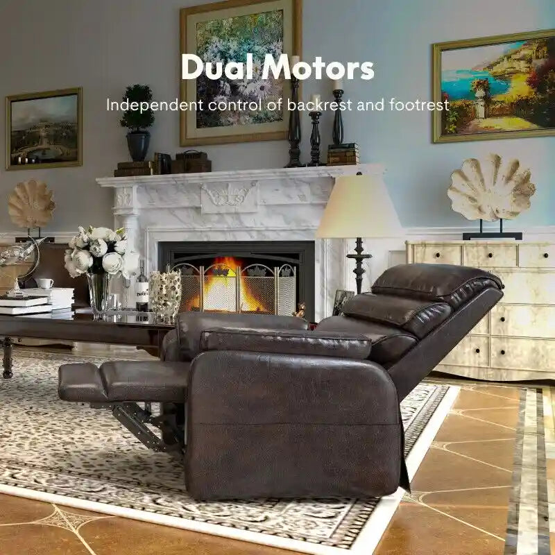 Fauteuil releveur électrique FlexiSpot à double moteur avec massage et chauffage, et appui-tête réglable pour personnes âgées