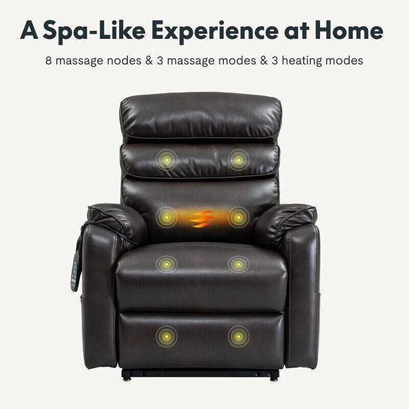 Fauteuil releveur électrique FlexiSpot à double moteur avec massage et chauffage, et appui-tête réglable pour personnes âgées