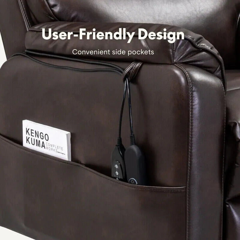 Fauteuil releveur électrique FlexiSpot à double moteur avec massage et chauffage, et appui-tête réglable pour personnes âgées
