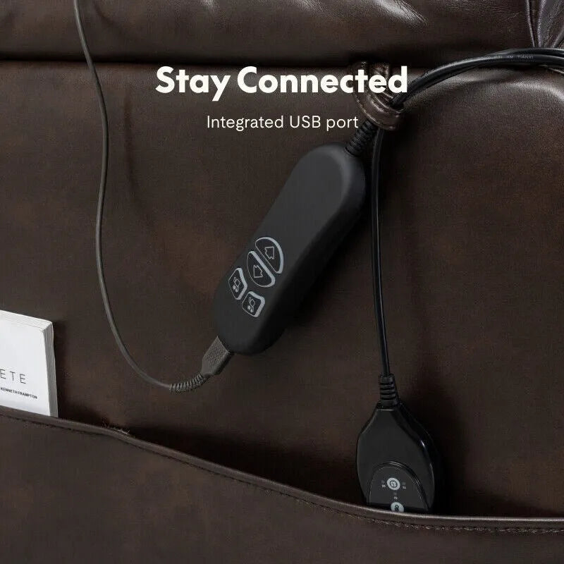 Fauteuil releveur électrique FlexiSpot à double moteur avec massage et chauffage, et appui-tête réglable pour personnes âgées