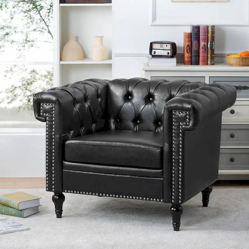 Fauteuils d'appoint en similicuir pour salon