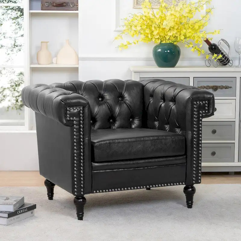 Fauteuils d'appoint en similicuir pour salon