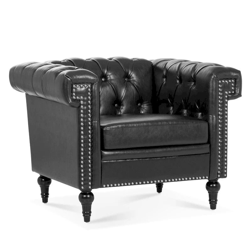 Fauteuils d'appoint en similicuir pour salon