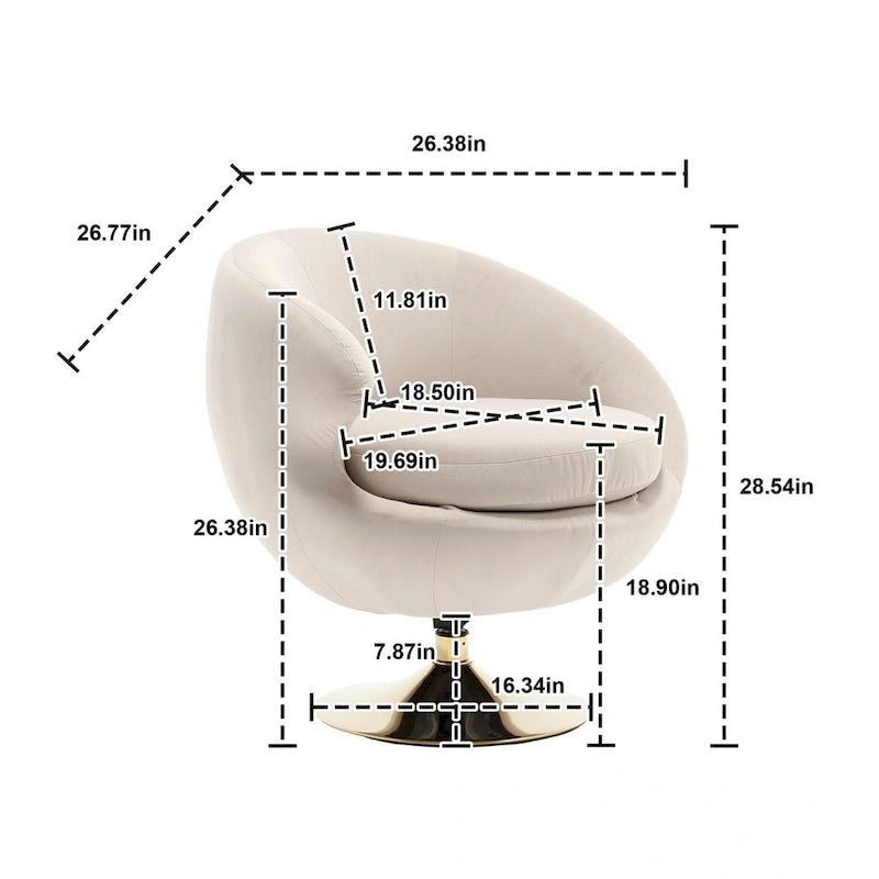 Fauteuils d'appoint pivotants à 360 degrés, fauteuils ronds