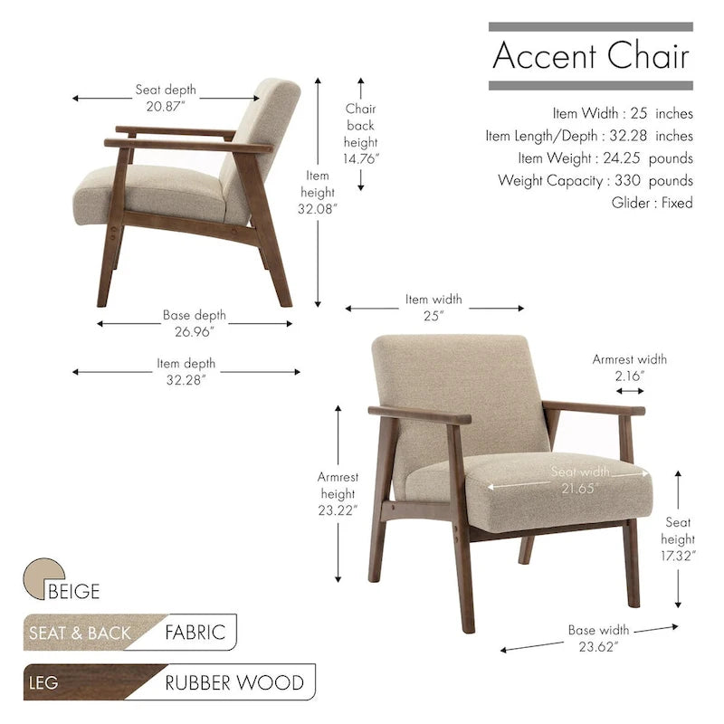 Fauteuil d'appoint en tissu Laleh de Porthos Home avec pieds en bois d'hévéa