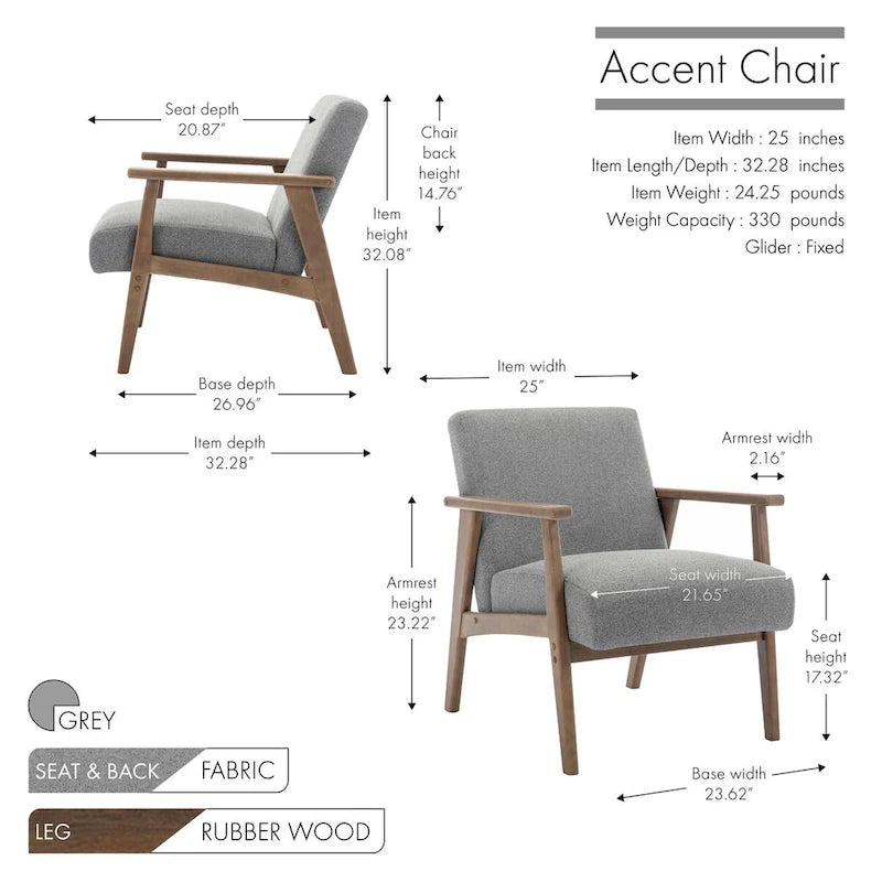 Fauteuil d'appoint en tissu Laleh de Porthos Home avec pieds en bois d'hévéa