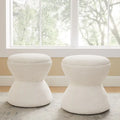 VANOMi Djembe Boucle Pouf, Tabouret de coiffeuse rembourré pour salon, dressing (Lot de 2)