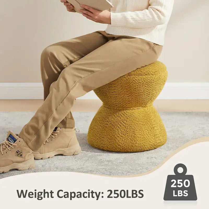 VANOMi Djembe Boucle Pouf, Tabouret de coiffeuse rembourré pour salon, dressing (Lot de 2)