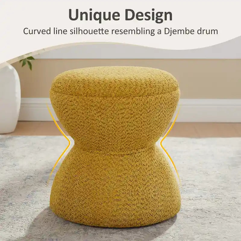 VANOMi Djembe Boucle Pouf, Tabouret de coiffeuse rembourré pour salon, dressing (Lot de 2)