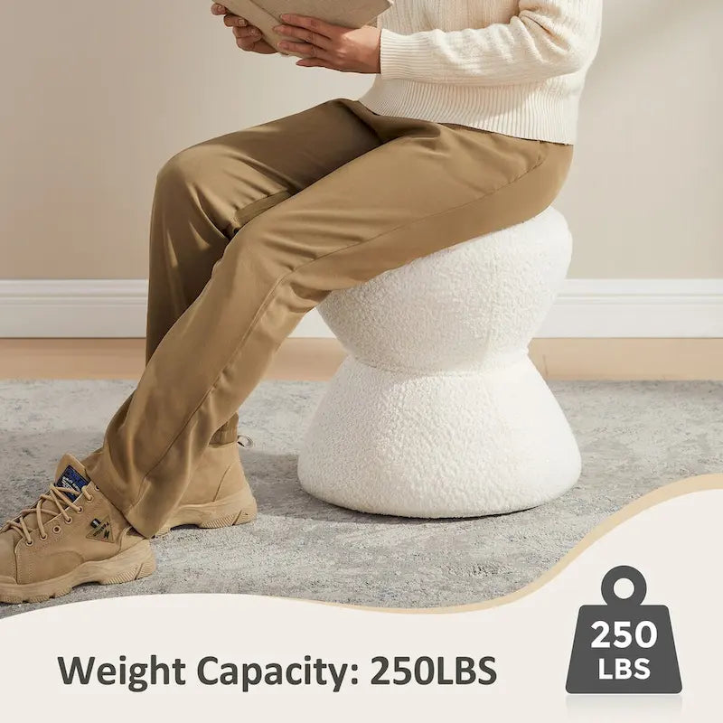 VANOMi Djembe Boucle Pouf, Tabouret de coiffeuse rembourré pour salon, dressing (Lot de 2)