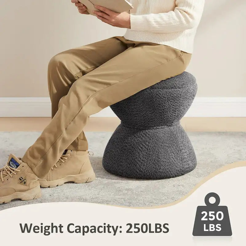 VANOMi Djembe Boucle Pouf, Tabouret de coiffeuse rembourré pour salon, dressing (Lot de 2)
