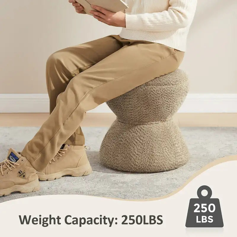VANOMi Djembe Boucle Pouf, Tabouret de coiffeuse rembourré pour salon, dressing (Lot de 2)
