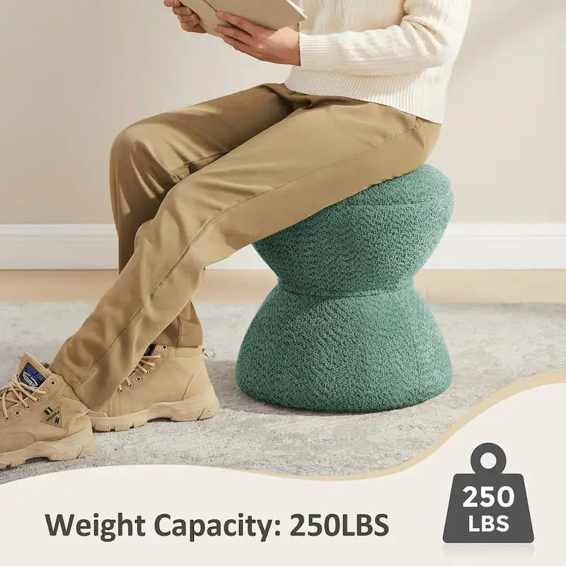 VANOMi Djembe Boucle Pouf, Tabouret de coiffeuse rembourré pour salon, dressing (Lot de 2)