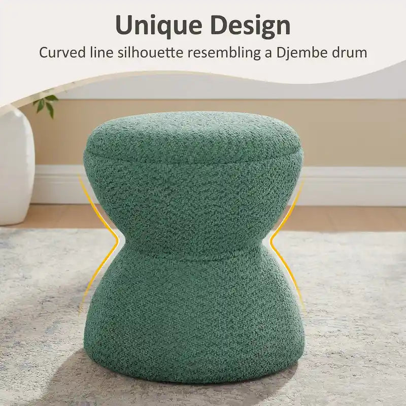 VANOMi Djembe Boucle Pouf, Tabouret de coiffeuse rembourré pour salon, dressing (Lot de 2)