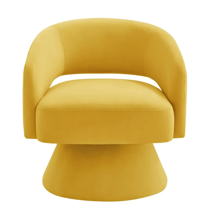 Fauteuils d'appoint pivotants en velours capitonné avec dossier ouvert