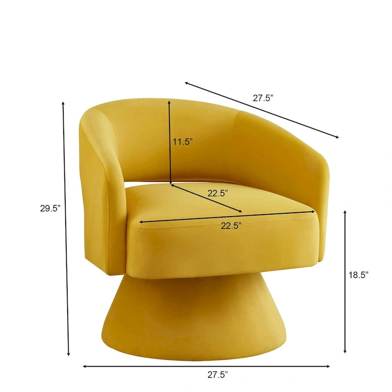 Fauteuils d'appoint pivotants en velours capitonné avec dossier ouvert
